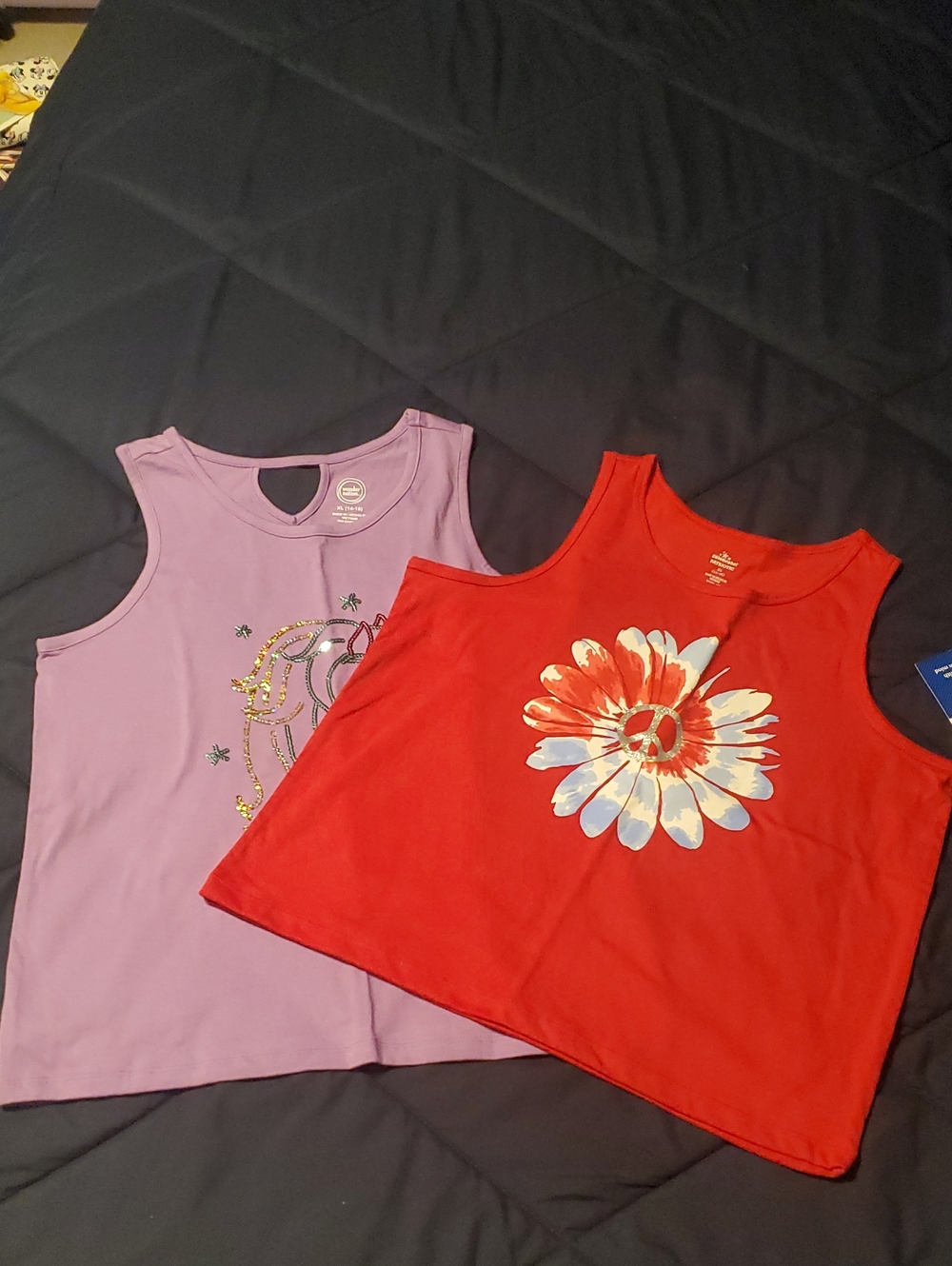wonder nation Red and Lilac Girls' Tank Top Set